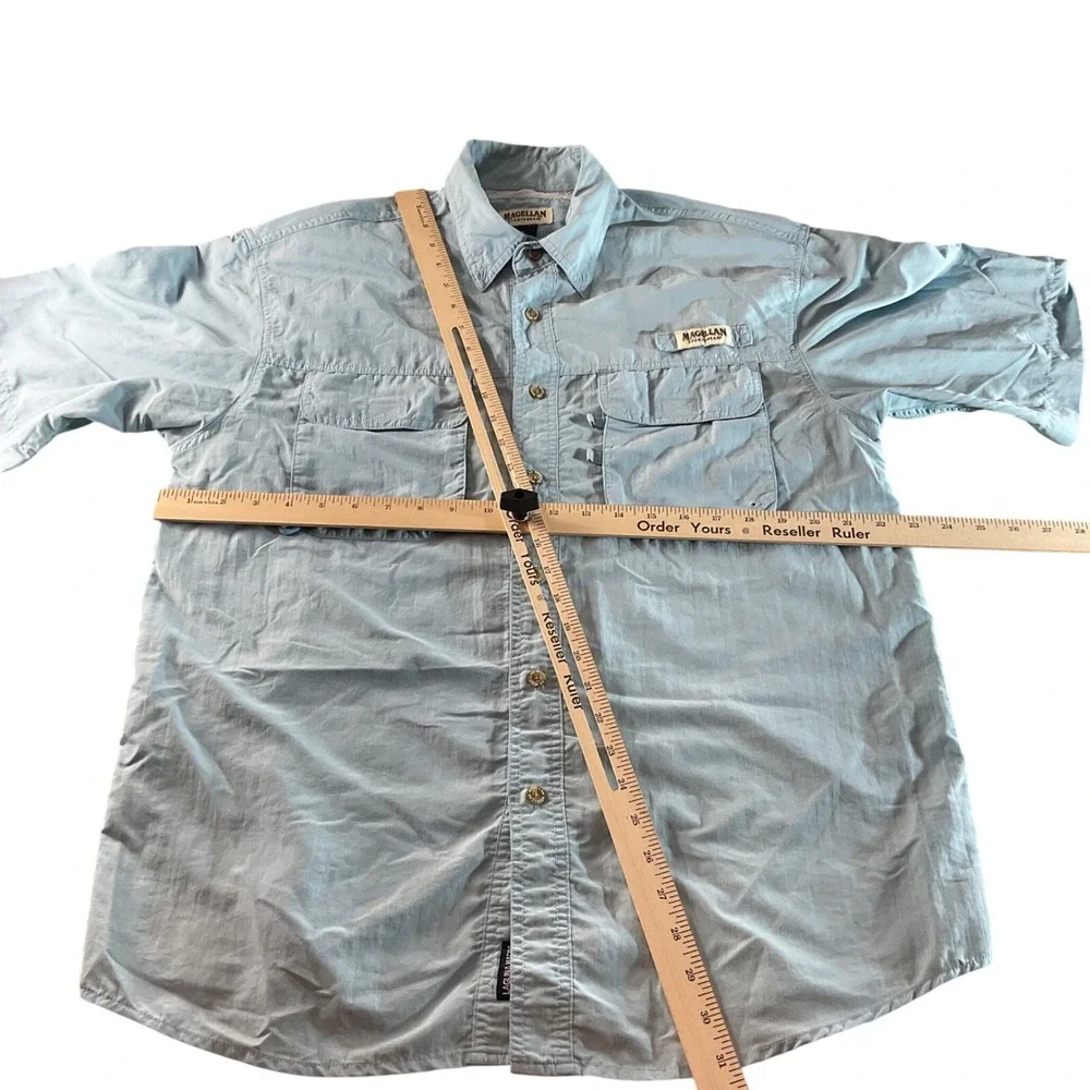 Magellan Sportswear Fishing Shirt Vented Short Sleeve Button Up Medium‎